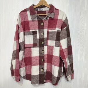 Lemon Love Boutique Pink Plaid Shacket size XL